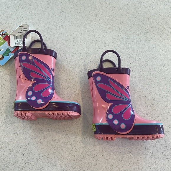 NWT Western Chief Toddler Butterfly Pink Rain Boots Size 5 - Picture 2 of 10